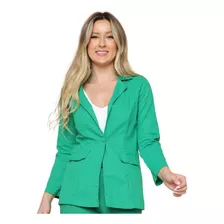 Blazer Feminino Alfaiataria Terninho Em Linho