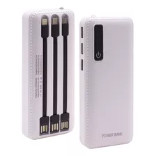 Power Bank 13000 Mah Cargador Inalambrico Cables Linterna Ax Color Blanco