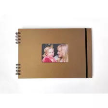  Álbum De Fotos / Scrapbook Apaisado Con Ventana Hojas Kraft