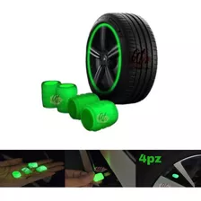 Tapón Luminoso Para Válvula De Llanta Fluorescente 4pz