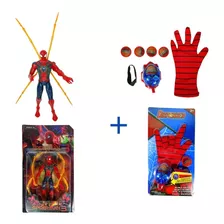 Kit Boneco Homem Aranha 15 Cm + Luva Lança Discos Sonora