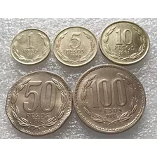 Set Monedas 100 50 10 Peso Chile 1980s Unc Nueva