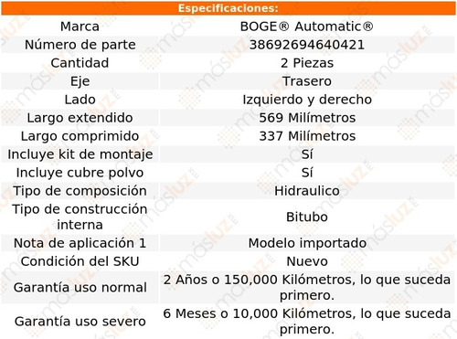 Set 2 Amortiguadores Tra Boge Corsica Fwd V6 2.8l 87 Al 89 Foto 2