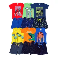 Kit Conjunto Infantil Verão 12 Peças Menino Entrega Rápida