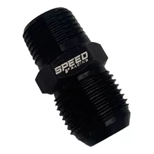 Adaptador Em Alumínio De Macho 3/8 Npt Para Macho Cônico 6an Cor Preto