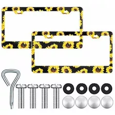 Marco - 2 Sets Sunflower Aluminum Metal License Plate Cover 