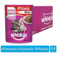 Whiskas Alimento Húmedo Gatos Adulto Res 85g X24 Sobres