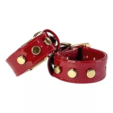 Pulseira Bracelete Couro Legítimo Vermelho Punk Rock