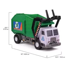 Camion De Basura Juguete Con Luces Sonido 30cm Mighty Fleet Color Verde