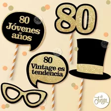 Photo Booth Cumple 80 Años Imprimible Frases Props