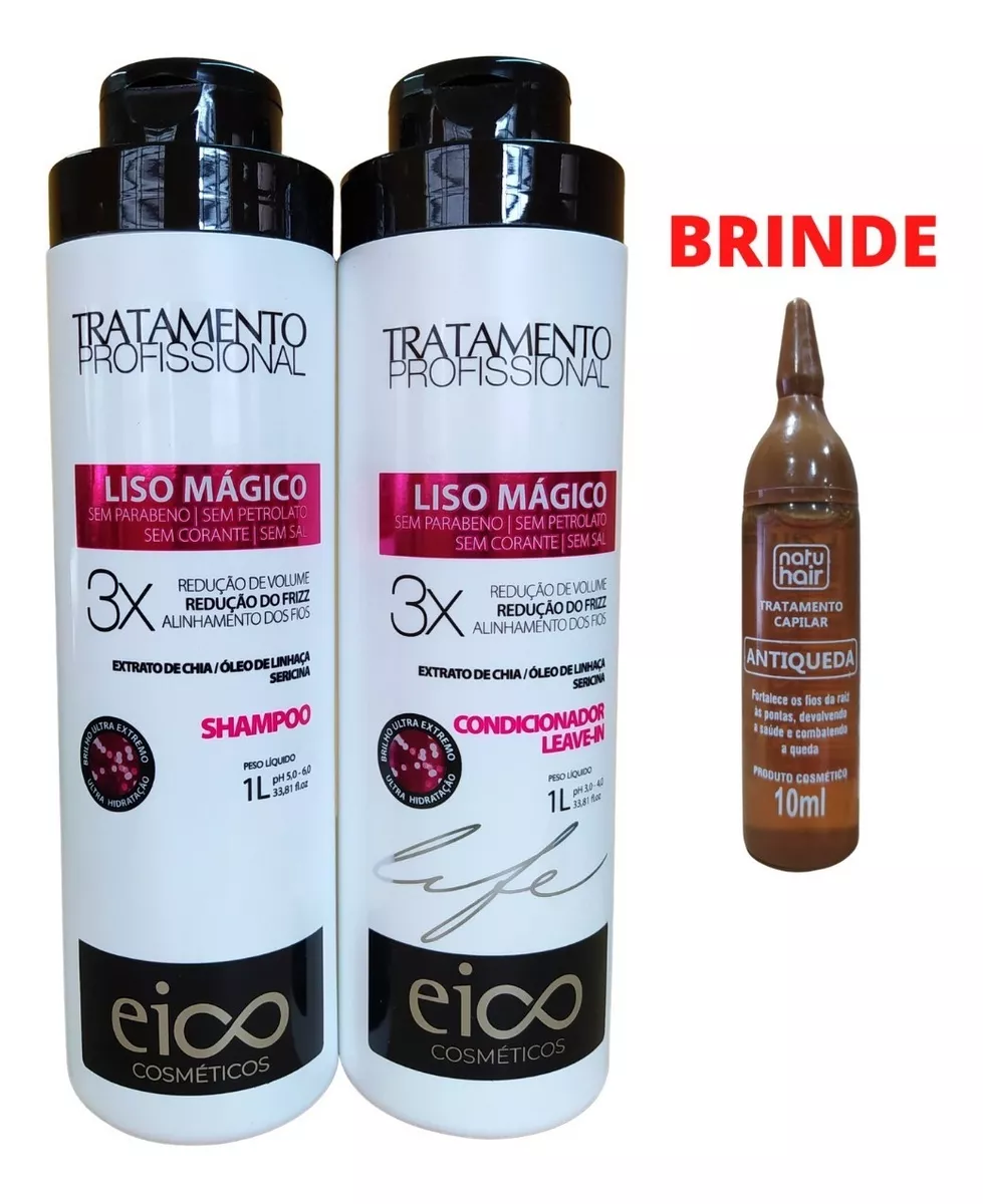 Kit Eico Liso Mágico Shampoo + Condicionador 2 X 1l + Brinde