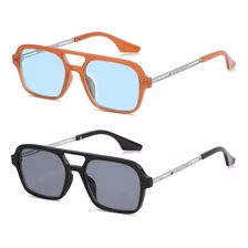 Gafas De Sol Para Hombre, 2 Piezas, Retro, Planas, Cuadradas