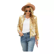 Chamarra Bomber Mujer Colorido Bling Lentejuelas Brillantes