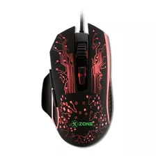 Mouse Gamer 3200dpi 8 Botões Iluminação Led Gmf-03 Xzone Cor Preto Desenho Impresso Fnatic