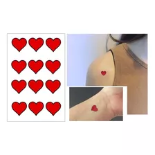 Tatuagem Temporária Cartela Coração Vermelho 9x6cm