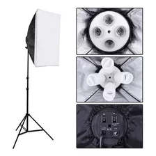 Kit De Iluminación Softbox + Socket X 4 Bombillos + Tripode