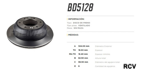 Disco Frenos Trasera Para Hyundai H1 2008 Foto 2