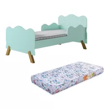 Mini Cama Angel Nuvem C/ Colchão Infantil Verde Menino