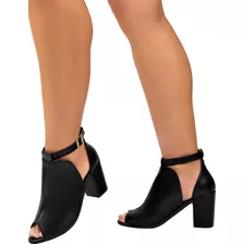 Sandália Ankle Boots Moda Confortável Salto Alto Grosso Bota