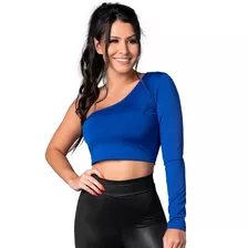 Blusa Cropped Manga Longa Ombro Só