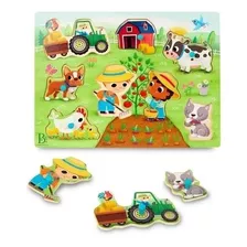 Rompecabezas Farmer & Farm Animal Madera Con Agarre Battat