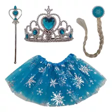 Fantasia Frozen Princesa Elsa Varinha Coroa Saia Varinha