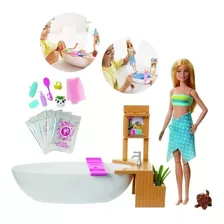 Boneca Barbie Banho De Espumas E Acessórios Mattel Original