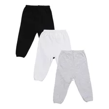 Kit 3 Peças Calça Best Club Baby Cinza Claro, Preto E Branco