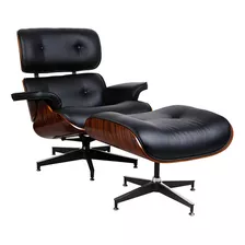 Poltrona Charles Eames Com Puff - Couro Legítimo 