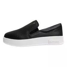 Tênis Bottero Feminino Slip On De Couro 357301 Preto/off