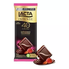 Barra De Chocolate Meio Amargo Com 40% Cacau Intense Sabor Amêndoas & Framboesa 85g Lacta