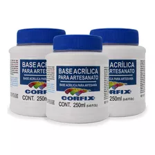 Kit 3x Base Acrílica Para Artesanato 250ml Corfix Cor Transparente