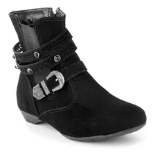 Bota Rasteira Cano Baixo Pérolas Nobuck Preto 263976a