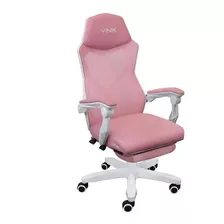 Cadeira Gamer Vinik Branca/rosa - Ajuste Altura - 150kg