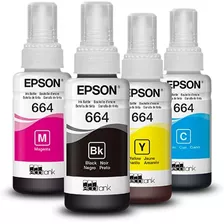 Kit Tinta Epson T664 L395 L380 L375 L220 L455 Cores Ecotank