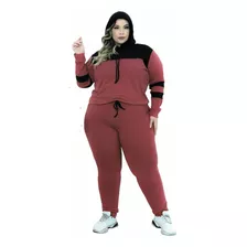 Conjunto Plus Size Malha Crepe Blusa E Calça Até O 56