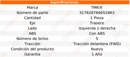 1- Maza Trasera Izq/der Con Abs Tucson L4 2.0l 15/19 Tmk Foto 2