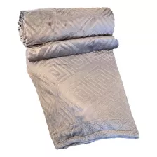 Cobertor Manta Flannel Embossed King Queen Luxo 2,20x2,40 Cor Cinza