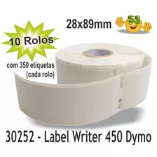 10 Rolos Labelwriter Dymo Etiqueta Térmica 30252 Compativel