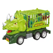 Carrinho Caminhão Dinotruck Brinquedo Com Fricção E Som Cor Triceratops Verde