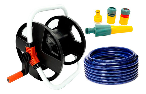 Kit Porta Manguera Riego Manguera 25mts 2123 Aquaflex