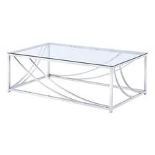 Posavasos Mesa De Centro De Cristal Superior, Cromo