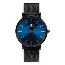 Relógio Masculino Preto Fundo Azul Saint Germain Houstonblue