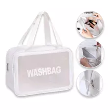 Bolsa Feminina Transparente Necessaire Maquiagem Grande Cor Branco