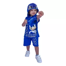 Conjunto Infantil Personagem Sonic Exclusivo Roupa Verão