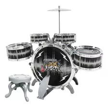 Bateria Instrumento Infantil Rock Party C/ Banquinho Pedal