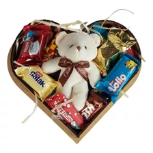 Cesta Presente Coração Com Chocolates+pelucia Datas Mimo