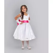 Vestido De Daminha Infantil Princesa Com Laço Modelo Karen