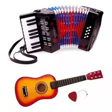 Kit Sanfona Acordeon 8 Baixo Infantil + Vilão Infantil 