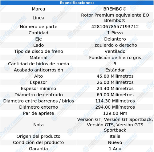 Disco Freno Brembo Lancer 2.4 2010 2011 2012 2013 2014 2015 Foto 3